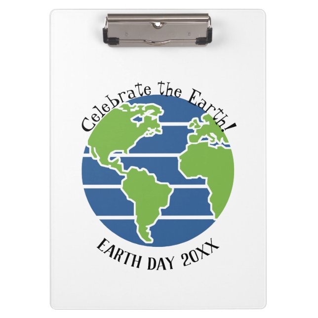 Earth Day Blue Green Globe Map Planet Klemmbrett (Vorderseite)