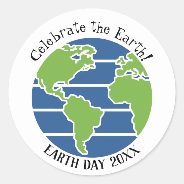 Earth Day Blue Green Globe Map Planet Runder Aufkleber (Vorderseite)