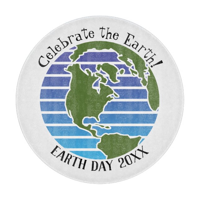 Earth Day Blue Green Globe Map Planet Schneidebrett (Vorderseite)