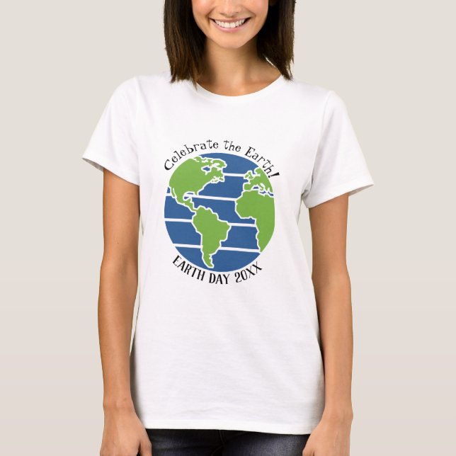 Earth Day Blue Green Globe Map Planet T-Shirt (Vorderseite)