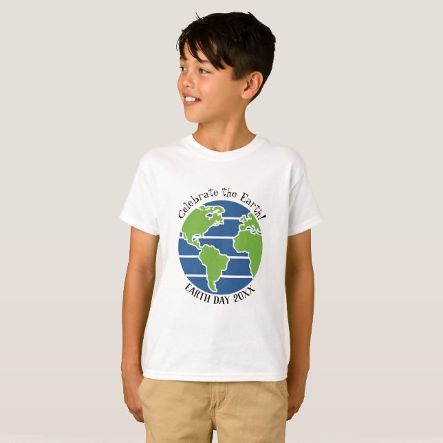 Earth Day Blue Green Globe Map Planet T-Shirt (Vorne ganz)