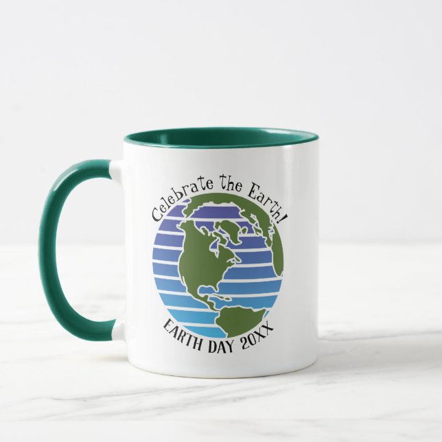 Earth Day Blue Green Globe Map Planet Tasse (Links)