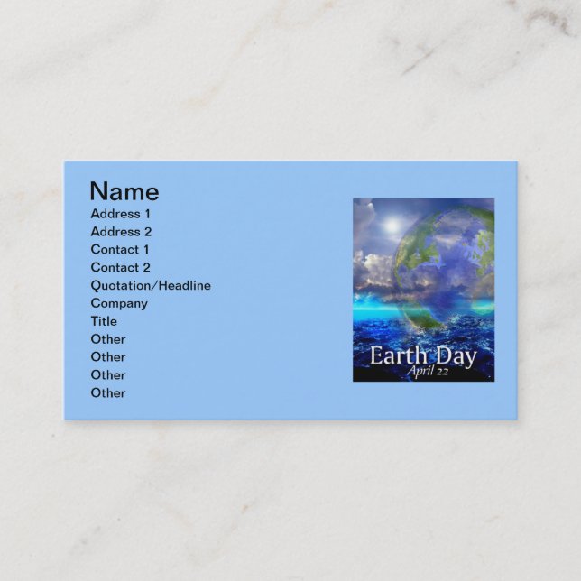 Earth Day Business Card Visitenkarte (Vorderseite)