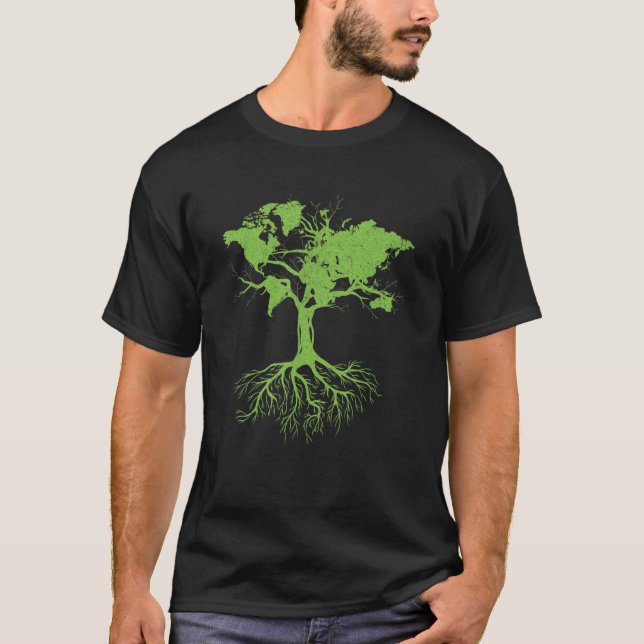 Earth Day  Cute World Map Tree Pro Environment Pla T-Shirt (Vorderseite)