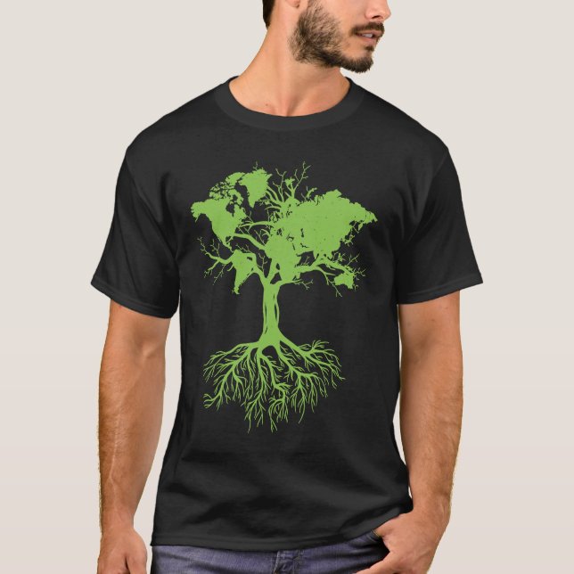 Earth Day  Cute World Map Tree Pro Environment Pla T-Shirt (Vorderseite)