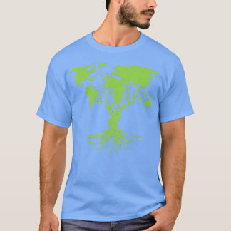 Earth Day Cute World Map Tree Pro Environment Pla T-Shirt