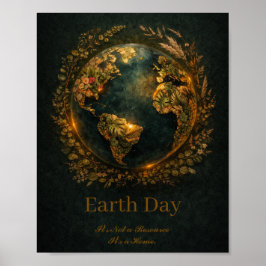 Earth Day Dark Botanical Wreath Nature Lover Gift  Poster