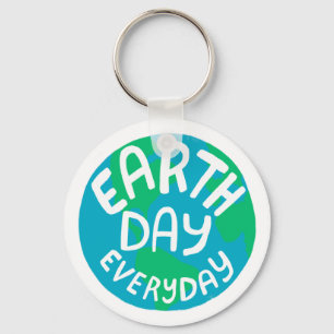 EARTH DAY EVERY DAY Handlettered Planet Schlüsselanhänger