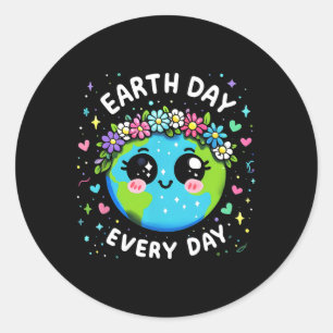 Earth Day Everyday Niedlich Planet Gift Kids Youth Runder Aufkleber