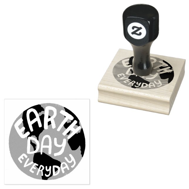 Earth Day Everyday Planet Globe Simple Modern Gummistempel (Stempel)