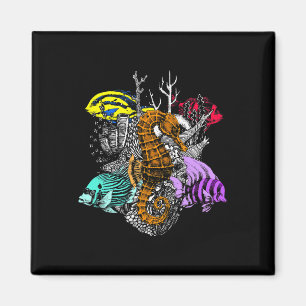 Earth Day Gerettet Korallenriffe Sea Fish Seepferd Magnet