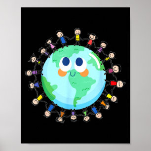 Earth Day Glückliche Kinder auf der ganzen Welt -  Poster