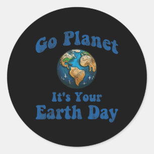 Earth Day Go Planet Es ist Ihr Vintager Tag auf de Runder Aufkleber