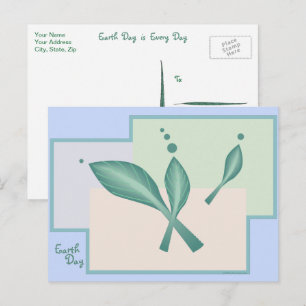 Earth Day Green Pink Aquamarin Pastels Künstlerisc Postkarte