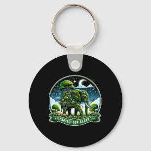 Earth Day Green Shirt Rette unsere Planet Elefante Schlüsselanhänger