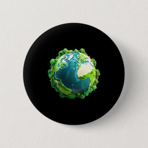 Earth Day Grünes und Blaues Erde Mit Bäumen T-Shir Button