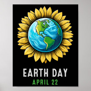 Earth Day Happy Earth Day Sonnenblume Erde Kinder Poster