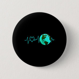 Earth Day Heartbeat Recycelnd Klimawandel Button