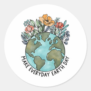 Earth Day Jeden Blume Planet Jubiläumsfrauen Runder Aufkleber