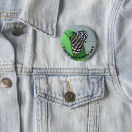 Earth Day Jeden Tag Blue Wave Butterfly Foto Button