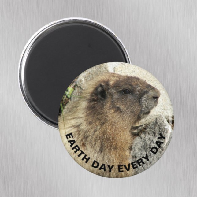 Earth Day Jeden Tag Hoary Marmot Foto Magnet (Von Creator hochgeladen)