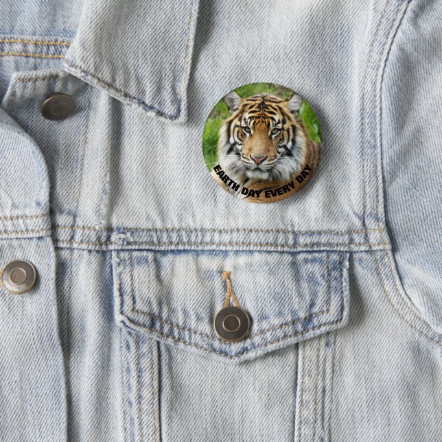 Earth Day Jeden Tag Sumatran Tiger Foto Button (Beispiel)