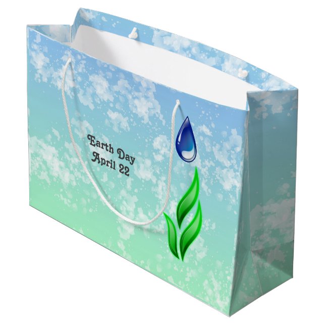 Earth Day Large Gift Bag Große Geschenktüte (Rückseite Schrägansicht)
