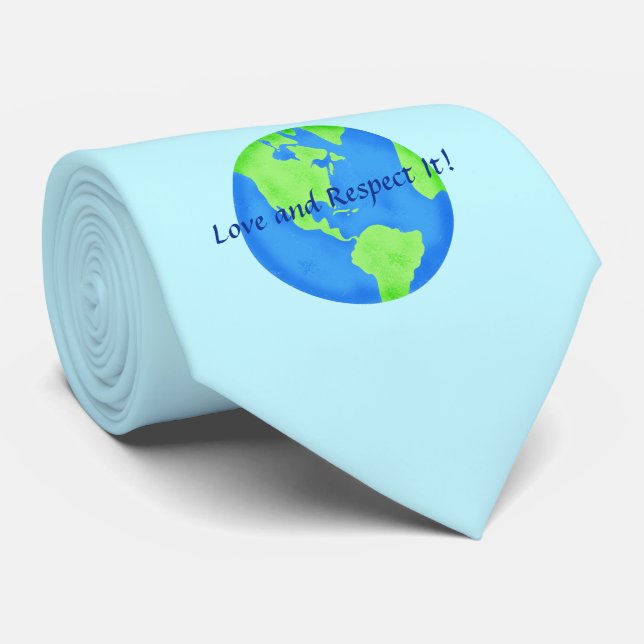 Earth Day Liebe and Respect Earth Custom Blue Krawatte (Gerollt)