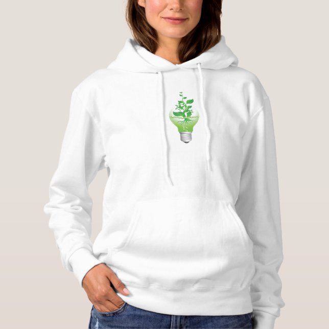 Earth Day Lightbulle Womens Hoodie (Vorderseite)