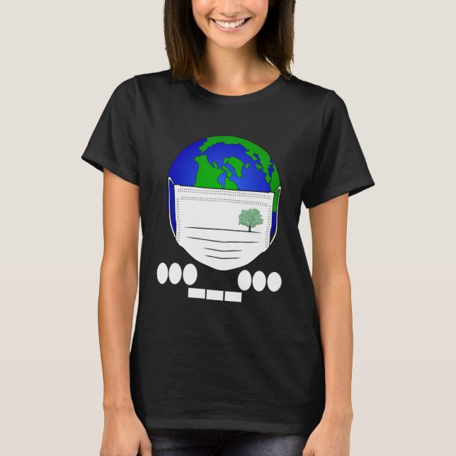 Earth Day Morse S.O.S Code Planet Face Mask Plant  T-Shirt (Vorderseite)