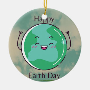 Earth Day Party Keramik Ornament