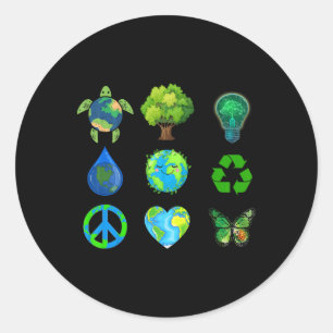 Earth Day Peace Go Pflanze Rette Wasserretter Runder Aufkleber