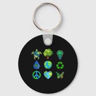 Earth Day Peace Go Pflanze Rette Wasserretter Schlüsselanhänger