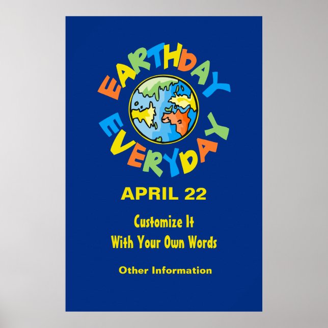 Earth Day Poster 22. April Kundenspezifische Größe (Vorne)