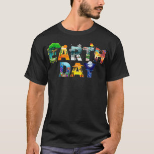 Earth Day Protect Environment Rett Tree & Animals T-Shirt