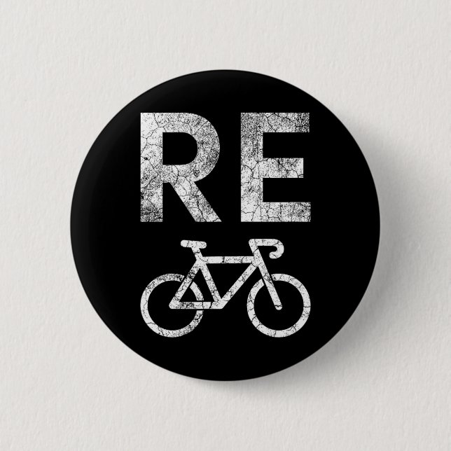 Earth Day Recycle Bicycle Pun Button (Vorderseite)