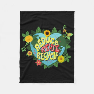 Earth Day Reduce Reuse Recycle Planet Veganua Fleecedecke