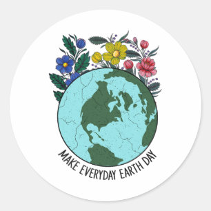 Earth Day Restore Earth Blume Rettet den Planeten Runder Aufkleber