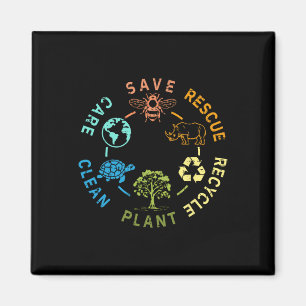 Earth Day Save Bees Rescue Animals Recycling Plast Magnet