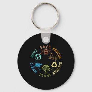 Earth Day Save Bees Rescue Animals Recycling Plast Schlüsselanhänger