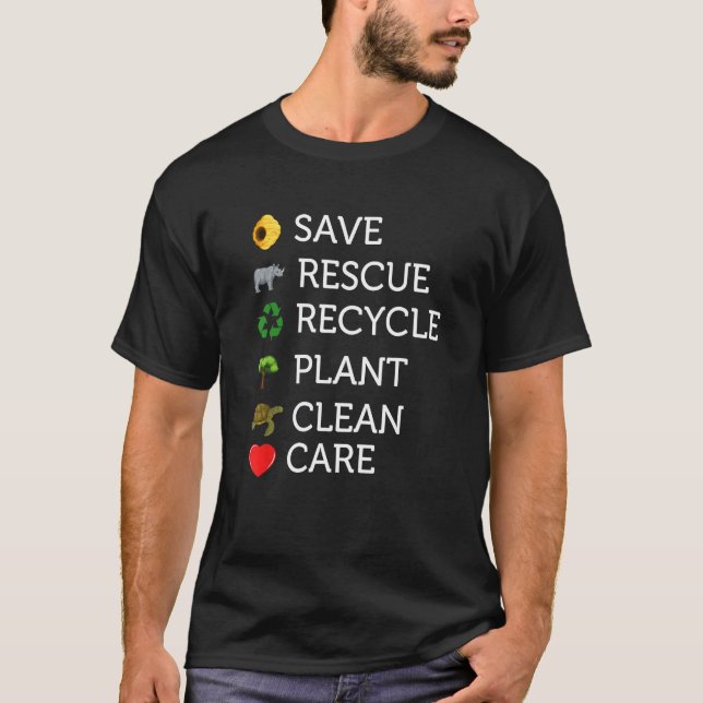 Earth Day Save rescue Plant Clean Care Turtle Anim T-Shirt (Vorderseite)
