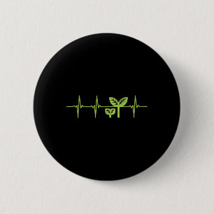Earth Day Shirt Pro Environment Pflanze Heartbeat  Button
