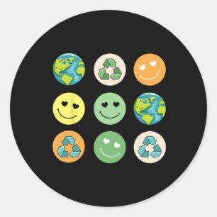 Earth Day Shirt Teacher Environment Day Recycelte Runder Aufkleber