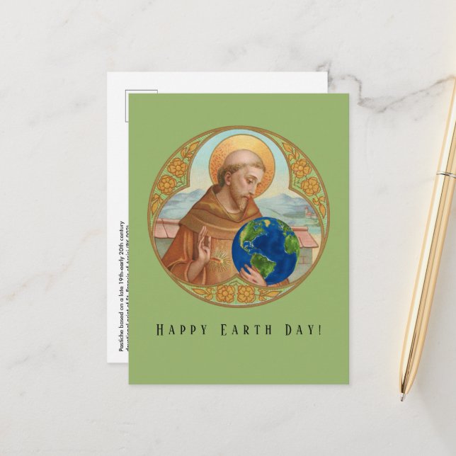 Earth Day & St. Francis of Assisi Postcard Postkarte (Vorderseite/Rückseite Beispiel)