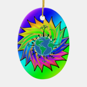 Earth Day ~ Sunburst Keramik Ornament