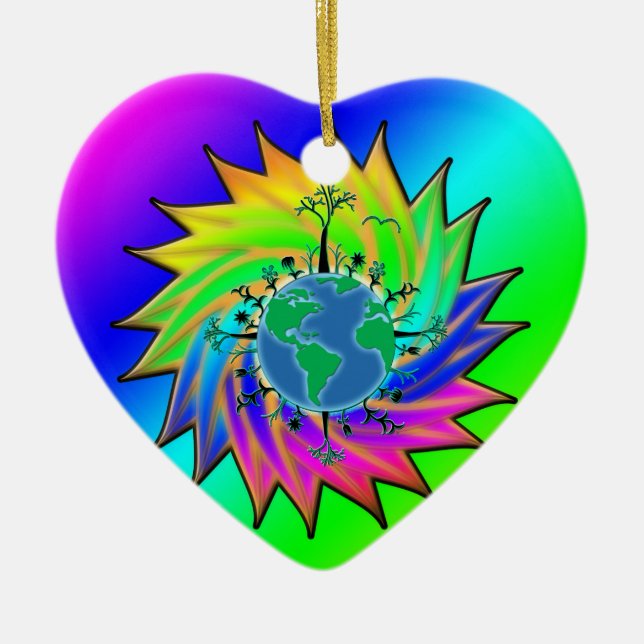 Earth Day ~ Sunburst Keramikornament (Vorne)