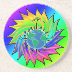 Earth Day ~ Sunburst Sandstein Untersetzer