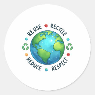 Earth Day Teacher Environment Day Recycelte Earth Runder Aufkleber