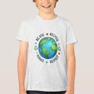 Earth Day Teacher Environment Day Recycelte Earth  Tri-Blend Shirt