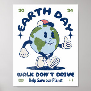 Earth Day Walk Fahr keine Illustration des Cartoon Poster